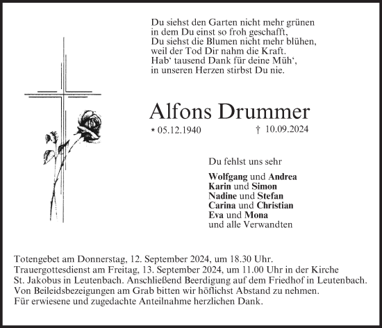 Anzeige von Alfons Drummer von MGO