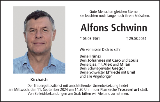 Anzeige von Alfons Schwinn von MGO