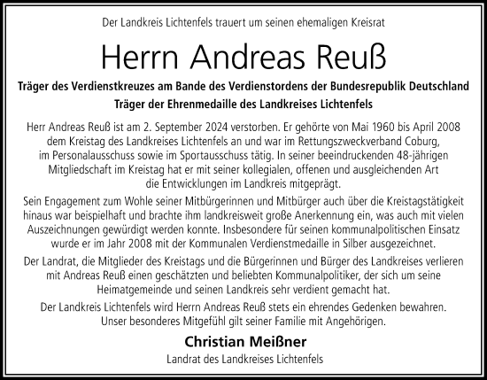 Anzeige von Andreas Reuß von MGO