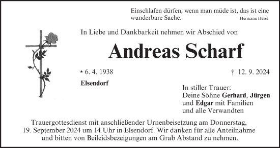 Anzeige von Andreas Scharf von MGO