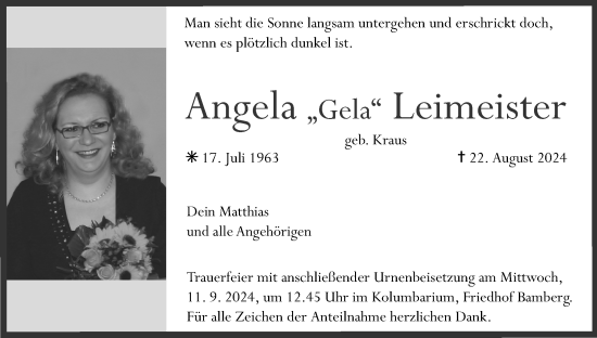 Anzeige von Angela Leimeister von MGO