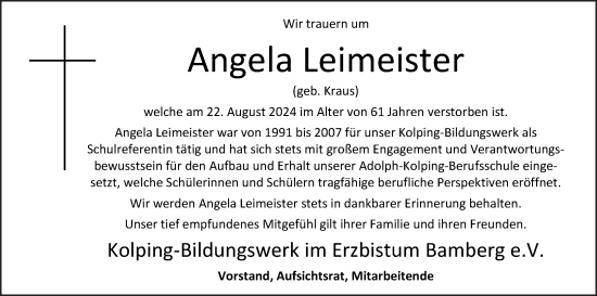 Anzeige von Angela Leimeister von MGO