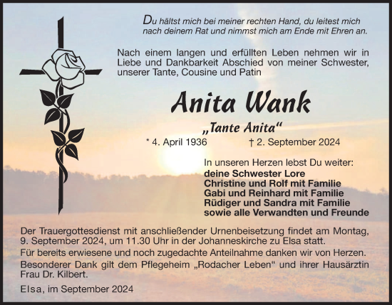 Anzeige von Anita Wank von MGO