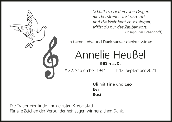 Anzeige von Annelie Heußel von MGO