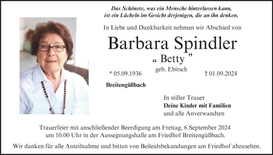 Anzeige von Barbara Spindler von MGO