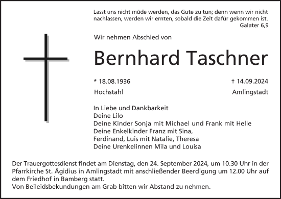 Anzeige von Bernhard Taschner von MGO