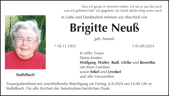 Anzeige von Brigitte Neuß von MGO