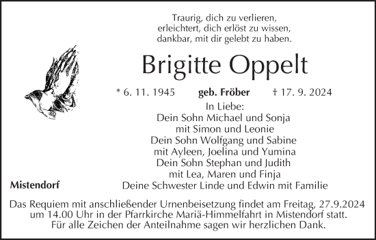 Anzeige von Brigitte Oppelt von MGO