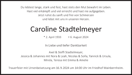 Anzeige von Caroline Stadtelmeyer von MGO