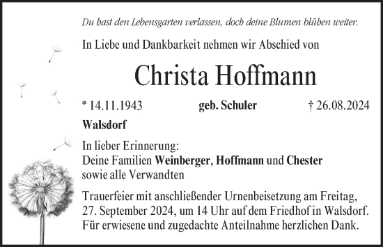 Anzeige von Christa Hoffmann von MGO