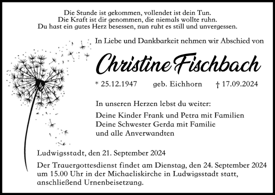 Anzeige von Christine Fischbach von MGO