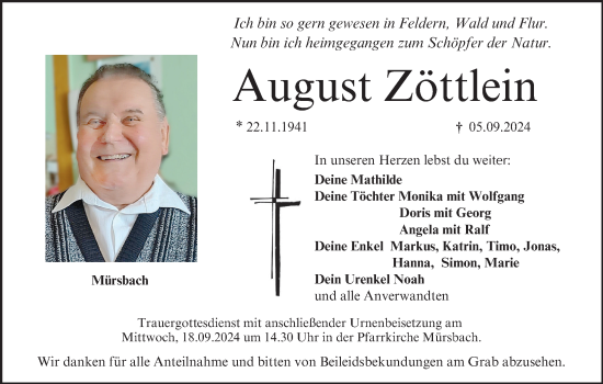 Anzeige von August Zöttlein von MGO