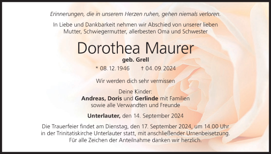 Anzeige von Dorothea Maurer von MGO