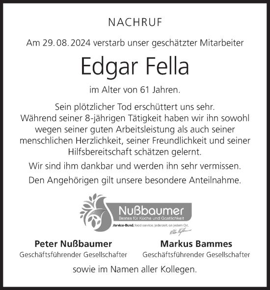 Anzeige von Edgar Fella von MGO