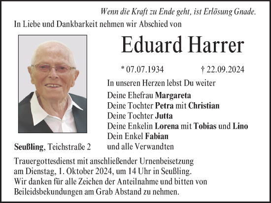 Anzeige von Eduard Harrer von MGO