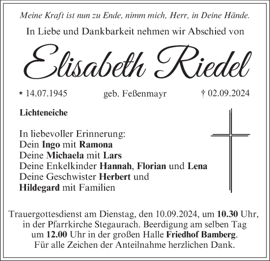 Anzeige von Elisabeth Riedel von MGO