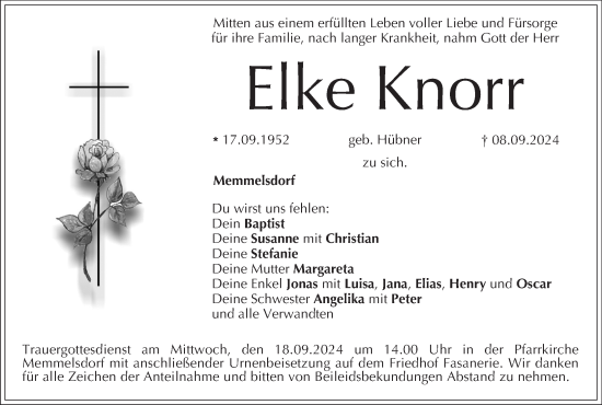 Anzeige von Elke Knorr von MGO