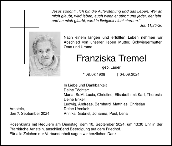 Anzeige von Franziska Tremel von MGO