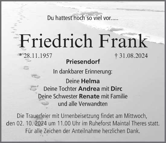 Anzeige von Friedrich Frank von MGO