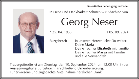 Anzeige von Georg Neser von MGO