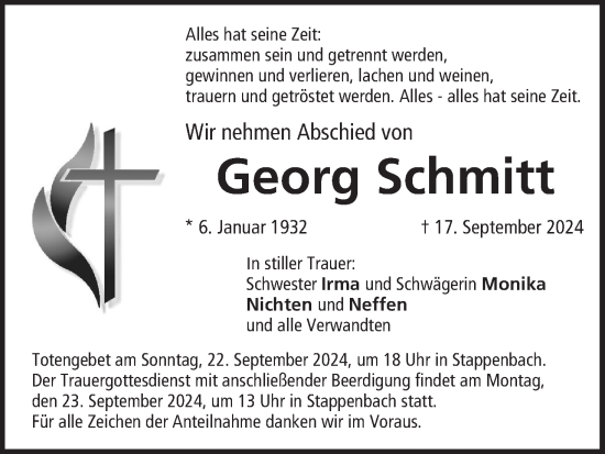 Anzeige von Georg Schmitt von MGO