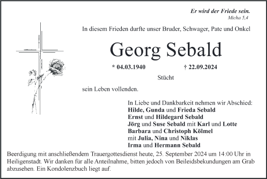 Anzeige von Georg Sebald von MGO