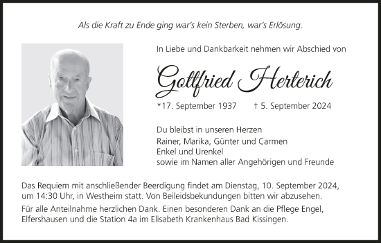 Anzeige von Gottfried Herterich von MGO