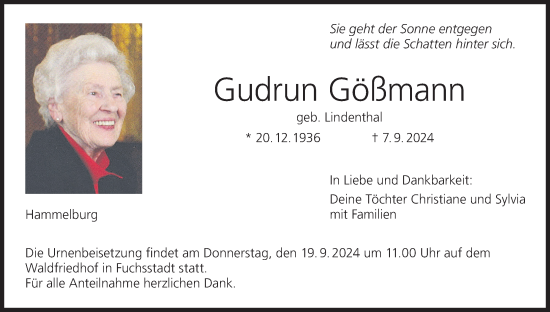 Anzeige von Gudrun Gößmann von MGO