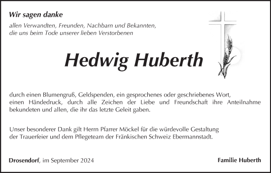 Anzeige von Hedwig Huberth von MGO