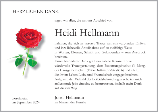 Anzeige von Heidi Hellmann von MGO