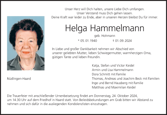 Anzeige von Helga Hammelmann von MGO