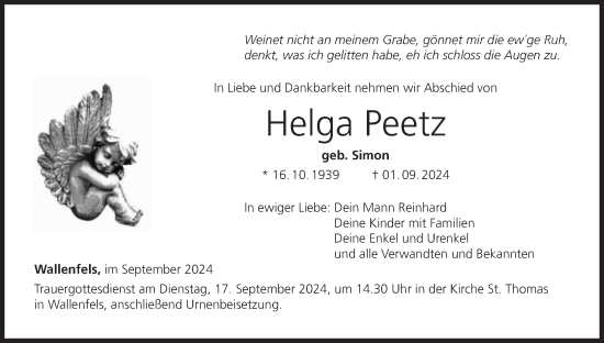 Anzeige von Helga Peetz von MGO