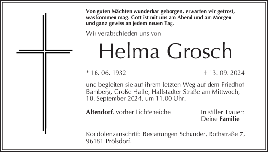 Anzeige von Helma Grosch von MGO