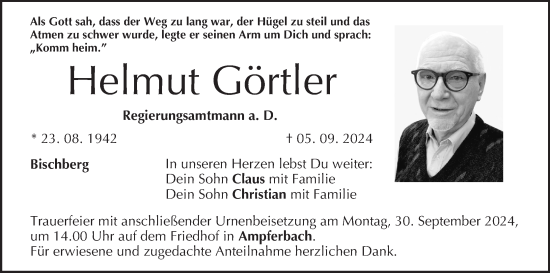 Anzeige von Helmut Görtler von MGO