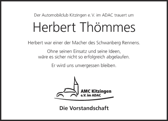 Anzeige von Herbert Thömmes von MGO