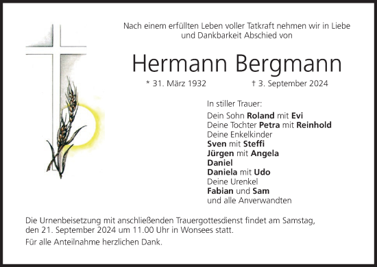 Anzeige von Hermann Bergmann von MGO