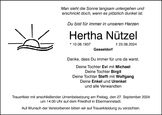 Anzeige von Hertha Nützel von MGO