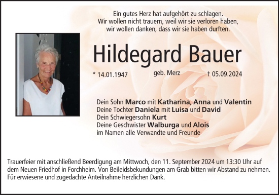 Anzeige von Hildegard Bauer von MGO