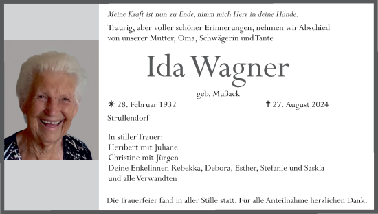 Anzeige von Ida Wagner von MGO