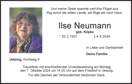 Anzeige von Ilse Neumann von MGO