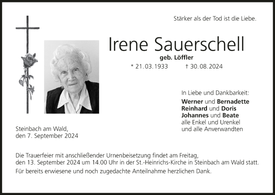 Anzeige von Irene Sauerschell von MGO