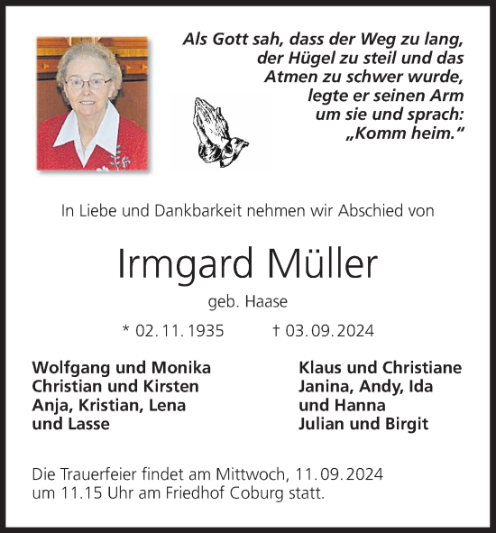 Anzeige von Irmgard Müller von MGO