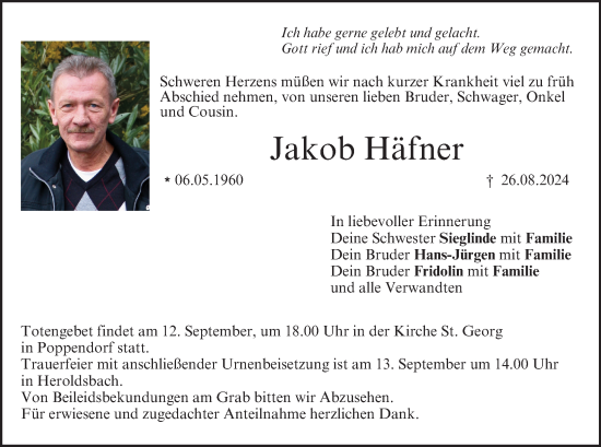 Anzeige von Jakob Häfner von MGO