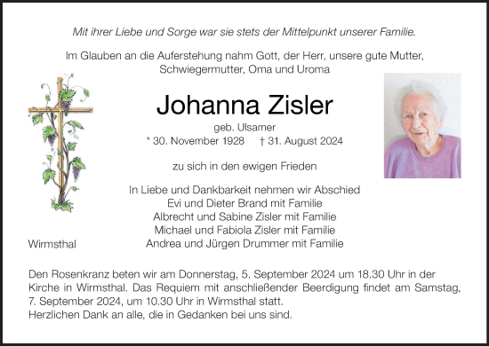 Anzeige von Johanna Zisler von MGO