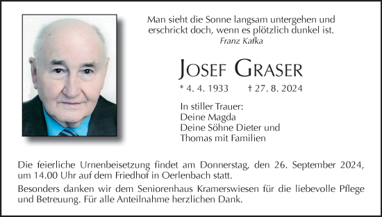 Anzeige von Josef Graser von MGO