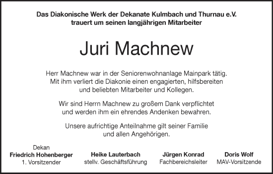 Anzeige von Juri Machnew von MGO