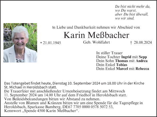 Anzeige von Karin Meßbacher von MGO