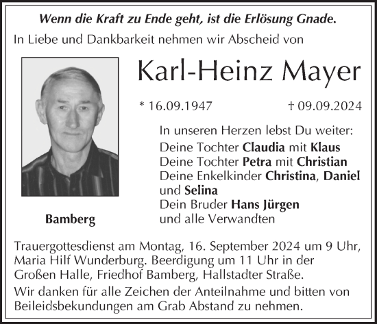 Anzeige von Karl-Heinz Mayer von MGO