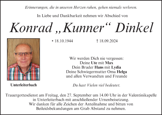 Anzeige von Konrad Dinkel von MGO