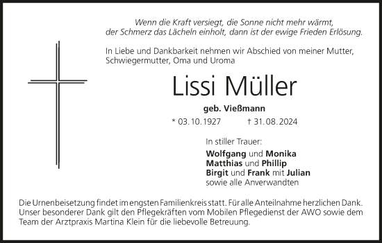 Anzeige von Lissi Müller von MGO